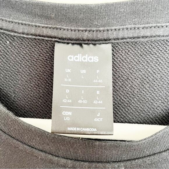 ADIDAS Women's Essentials Linear Sweatshirt, Black, L - Picture 8 of 9